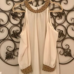 Off shoulder sheer blouse